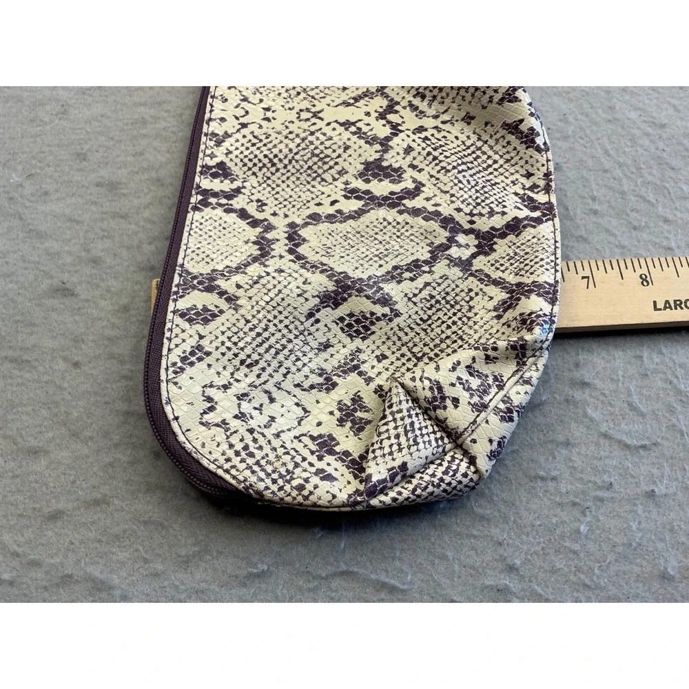 Estee Lauder Cosmetic Bag Faux Snakeskin Purple Cream Makeup Pouch Travel Case